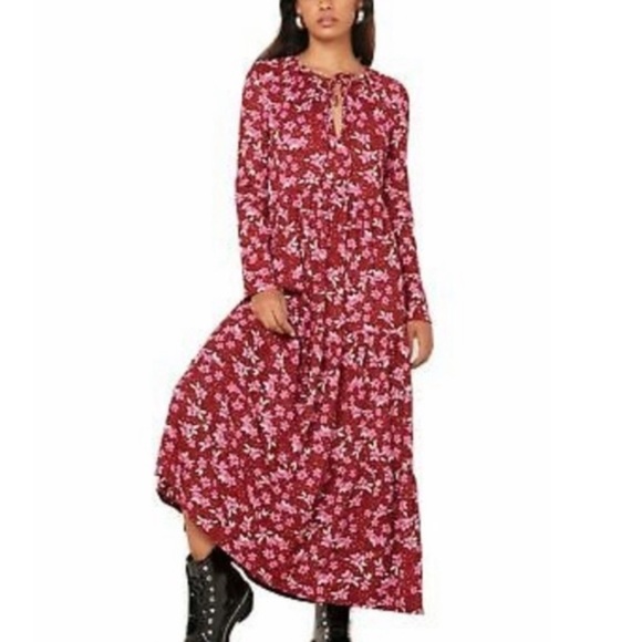 Free People Tiers Of Joy floral boho Midi Dress - Picture 11 of 11